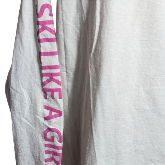 Ski Like A Girl Pink and White Long Sleeve Tee - Picture 6 of 7